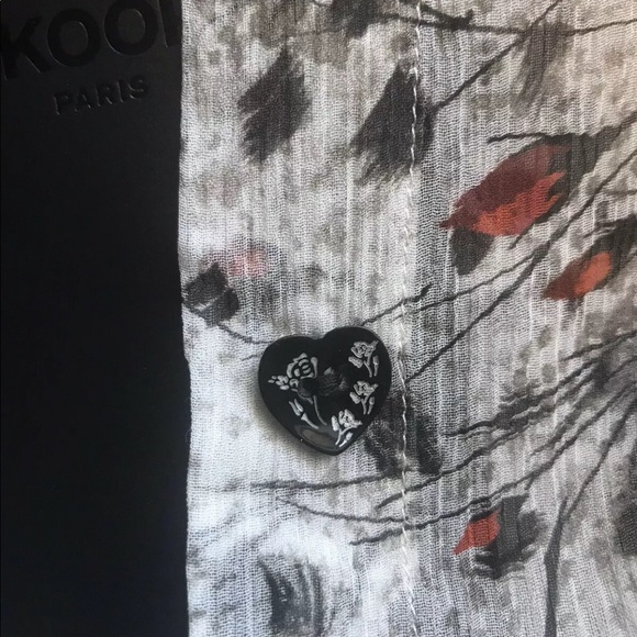 THE KOOPLES Silk Shirt Button Front Flying Flowers - Picture 6 of 9
